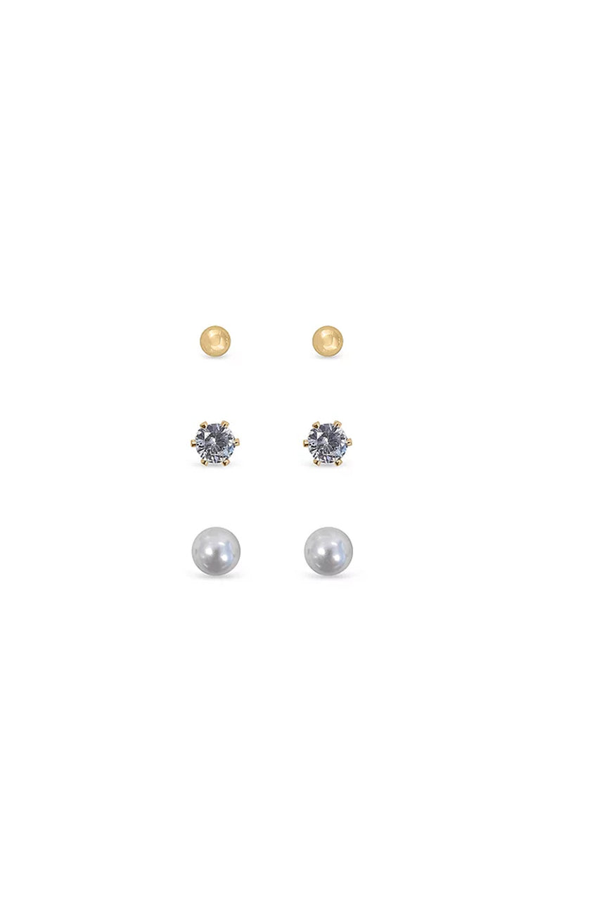 EarSense FC703 Small Gold Ball, Cubic Zirconia and Pearl Trio - Life Pharmacy St Lukes