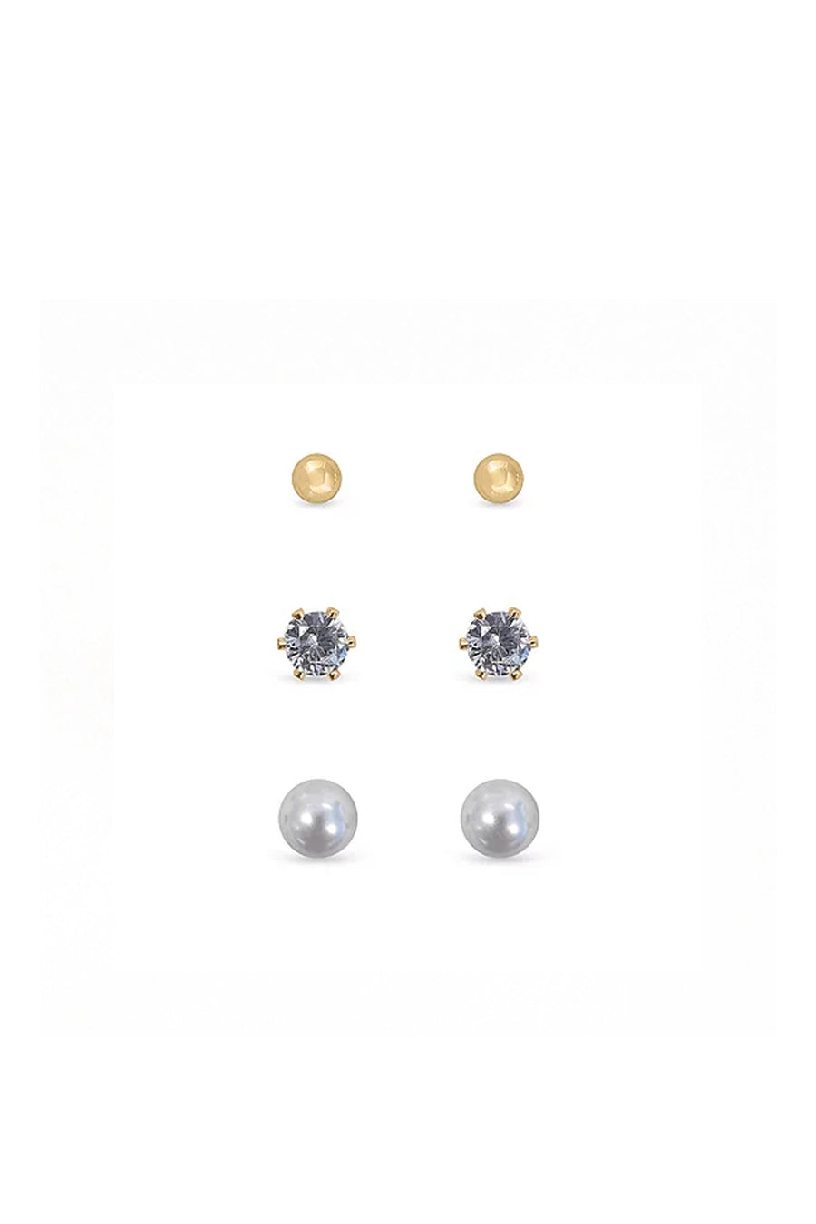 EarSense FC705 Large Gold Ball, Cubic Zirconia and Pearl Trio - Life Pharmacy St Lukes