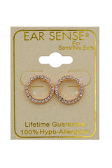 EarSense CH251 Rose Gold Crystal Circle Stud Earrings - Life Pharmacy St Lukes
