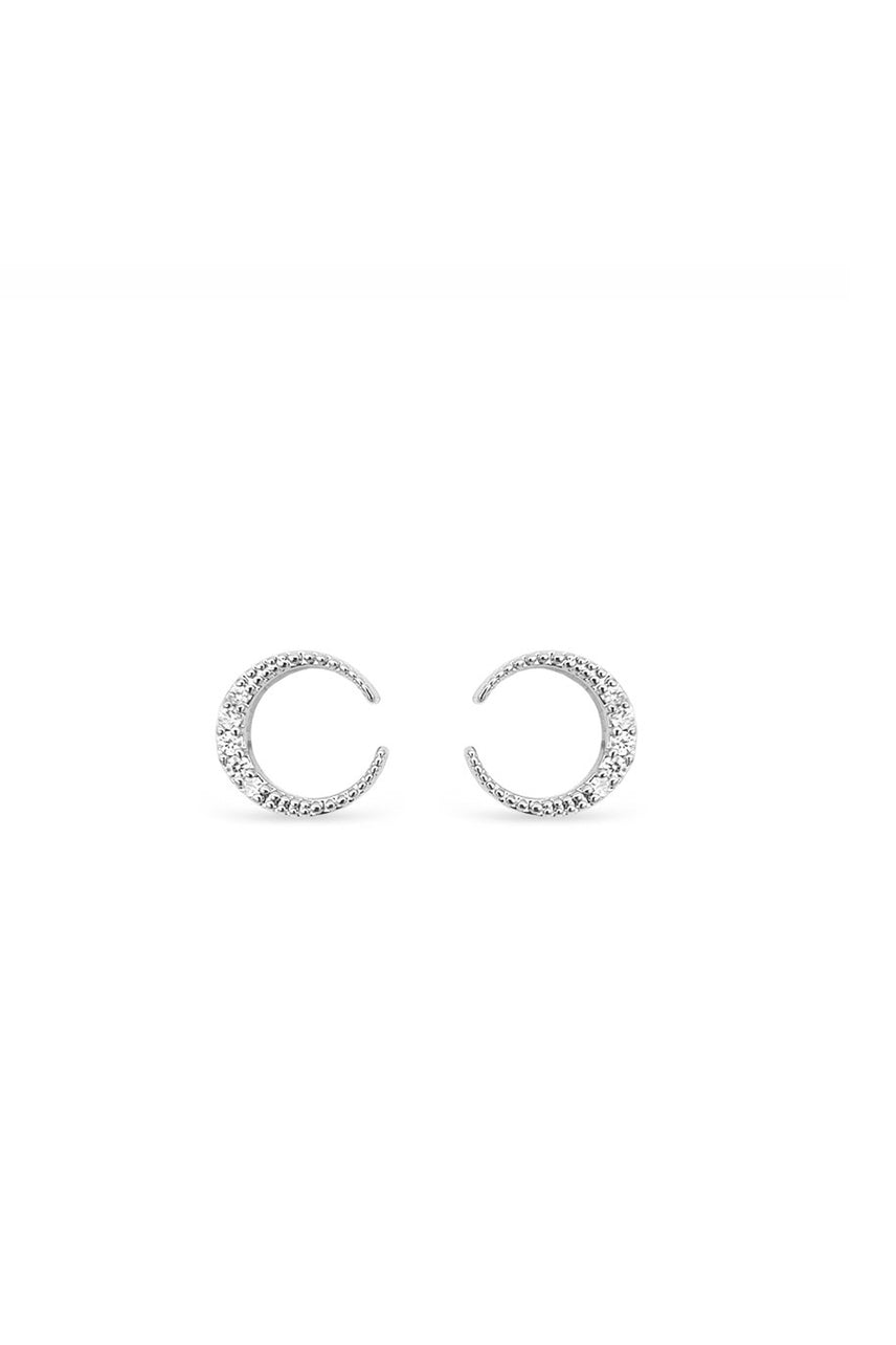 EarSense CH267 Silver Crystal Pave Crescent Stud Earrings - Life Pharmacy St Lukes