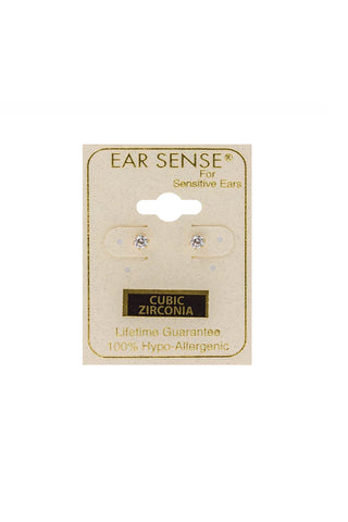 EarSense CZ-13 3mm Gold Cubic Zirconia Stud Earrings - Life Pharmacy St Lukes