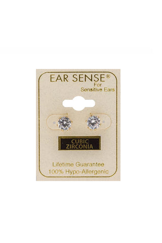 EarSense CZ-16 6mm Gold Cubic Zirconia Stud Earrings - Life Pharmacy St Lukes