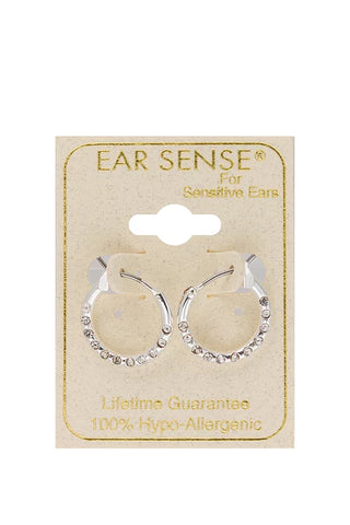 EarSense F3-1887 12mm Silver Hoops With Inset Crystals - Life Pharmacy St Lukes