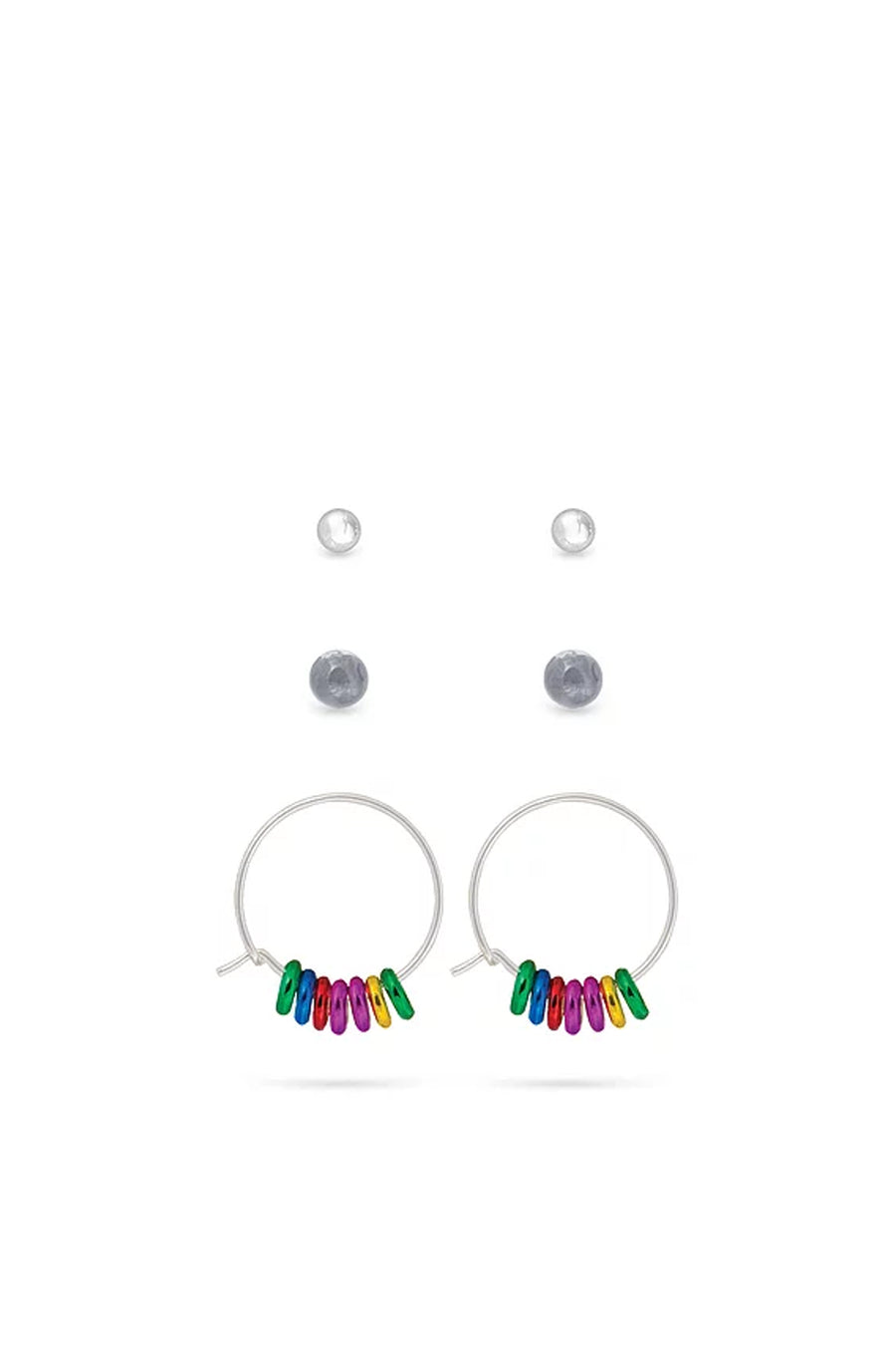 EarSense F3-2673 Silver Stud, Fireball & Multi Ring Hoop Trio - Life Pharmacy St Lukes