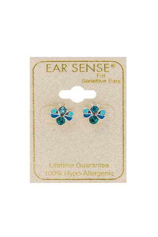 EarSense F4-1892 Enamel/Crystal Bee Stud Earrings - Aqua - Life Pharmacy St Lukes