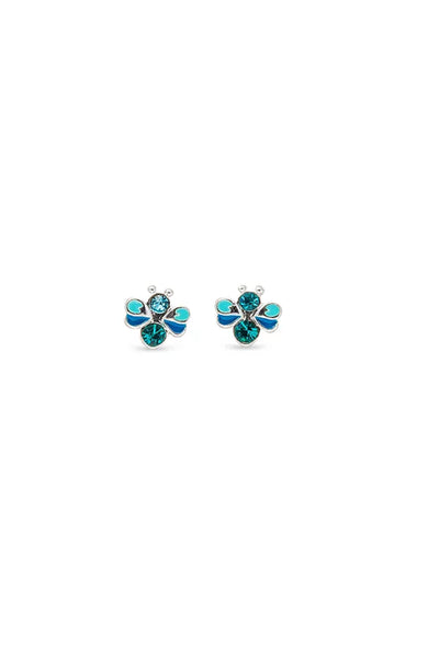EarSense F4-1892 Enamel/Crystal Bee Stud Earrings - Aqua - Life Pharmacy St Lukes