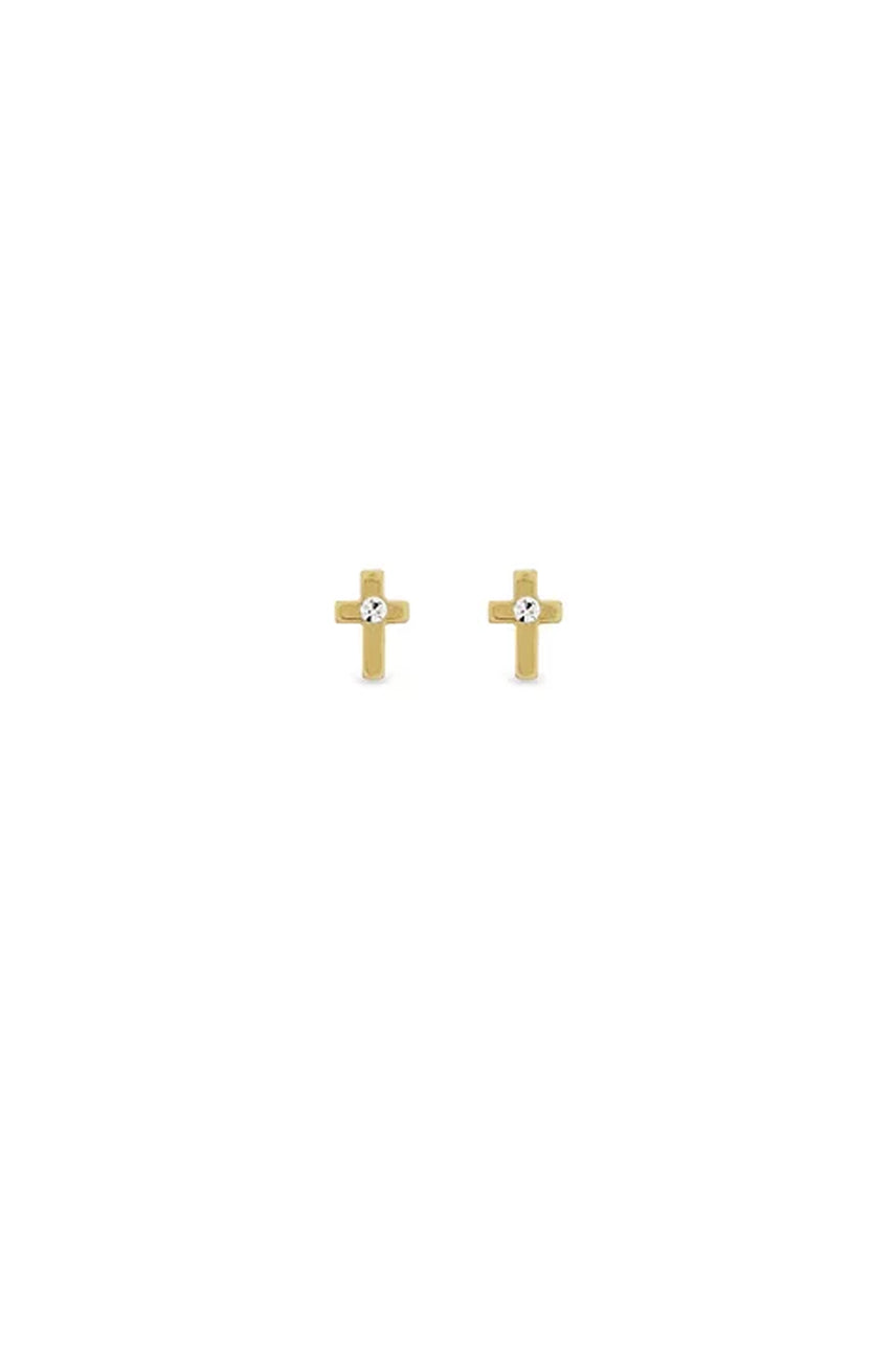 EarSense CH272 Gold Cross with Crystal Centre Stud - Life Pharmacy St Lukes