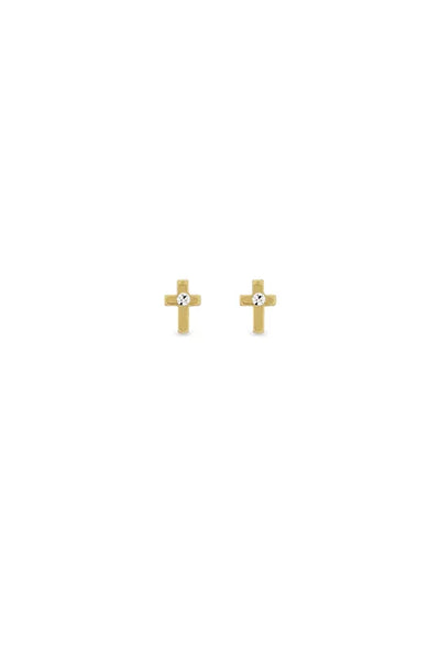 EarSense CH272 Gold Cross with Crystal Centre Stud - Life Pharmacy St Lukes