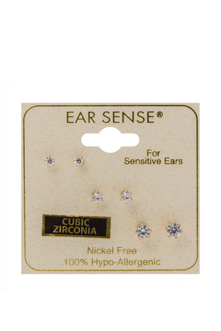 EarSense FA632 Gold Cubic Zirconia Trio 4,5,6mm Studs - Life Pharmacy St Lukes
