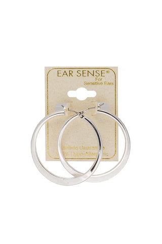EarSense F361 35mm Silver Flat Edged Click Hoops - Life Pharmacy St Lukes