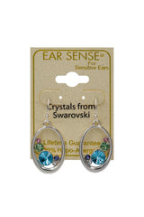 EarSense F368 Silver Swarovski Multi Colour Crystal Oval Drops on a French Hook - Life Pharmacy St Lukes