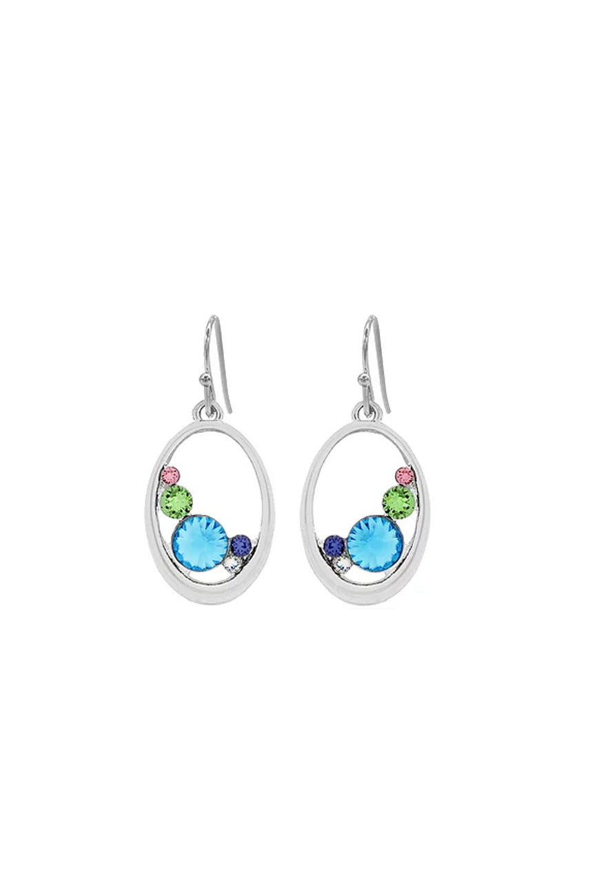 EarSense F368 Silver Swarovski Multi Colour Crystal Oval Drops on a French Hook - Life Pharmacy St Lukes
