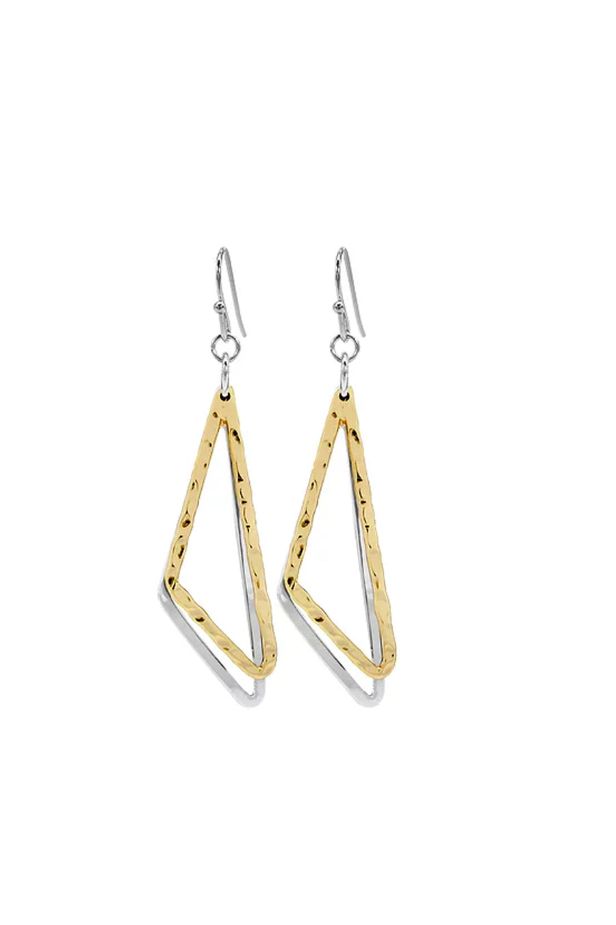 Earsense F388 Gold & Silver Triangle Drop French Hook Earrings - Life Pharmacy St Lukes