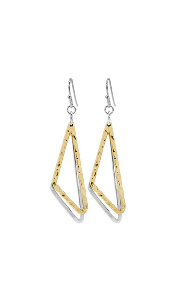 Earsense F388 Gold & Silver Triangle Drop French Hook Earrings - Life Pharmacy St Lukes