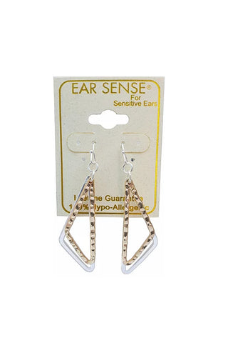 Earsense F388 Gold & Silver Triangle Drop French Hook Earrings - Life Pharmacy St Lukes