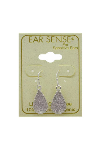 EarSense F394 Silver Glitter Teardrop French Hook Earrings - Life Pharmacy St Lukes