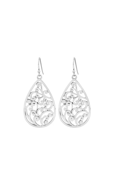 EarSense F398 SilverFiligree Teardrop French Hook Earrings - Life Pharmacy St Lukes