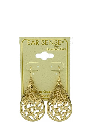 EarSense F399 Gold Filigree Teardrop French Hook Earrings - Life Pharmacy St Lukes