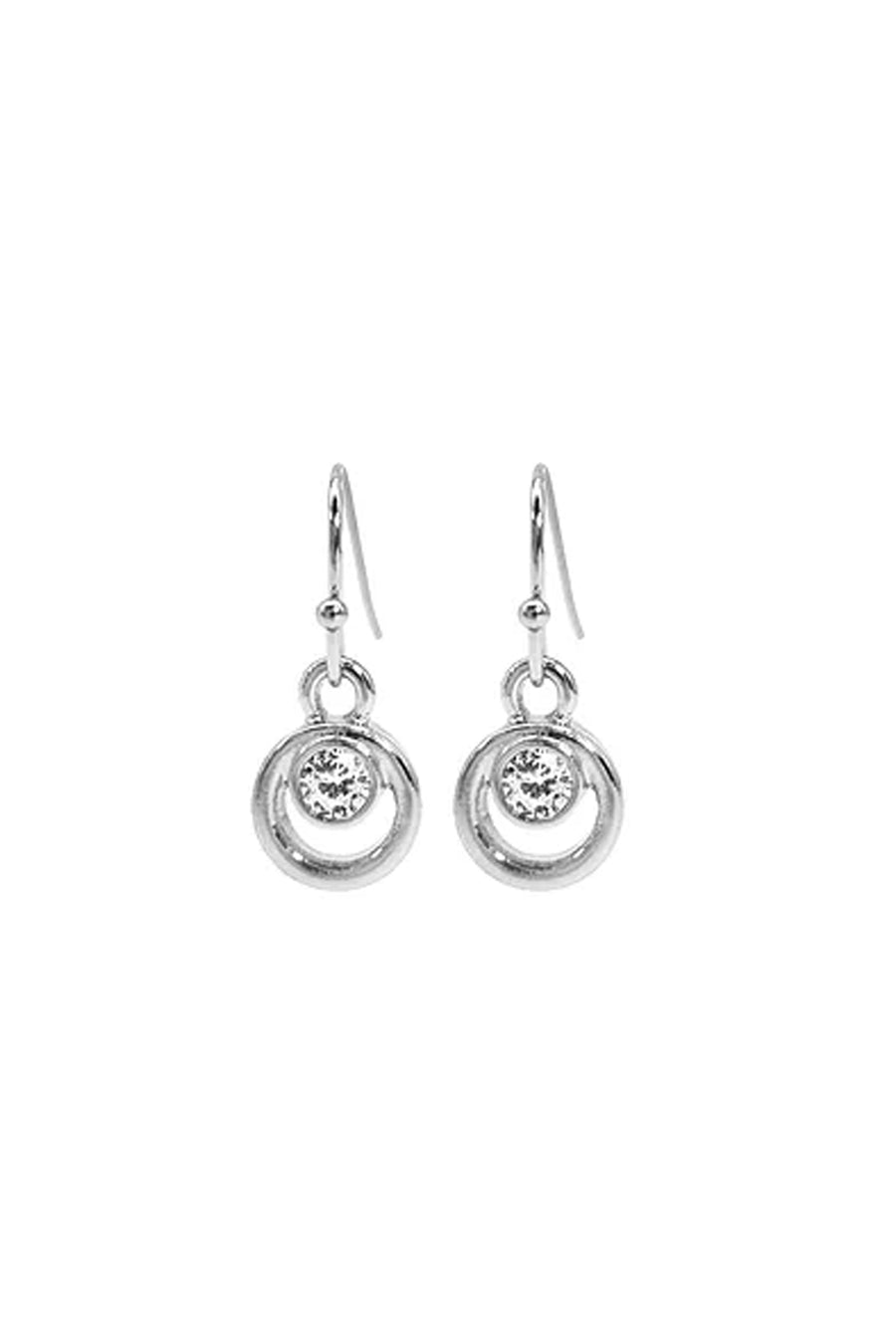 EarSense F406 Silver Small Open Circle with Crystal on a French Hook - Life Pharmacy St Lukes