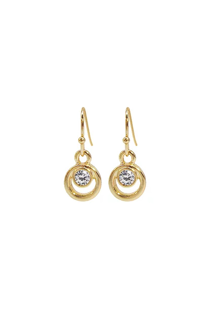 EarSense F407 Gold Small Open Circle with Crystal on a French Hook - Life Pharmacy St Lukes