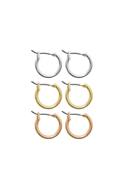 EarSense F409 Silver, Gold & Rose Gold Small Hoop Trio - Life Pharmacy St Lukes