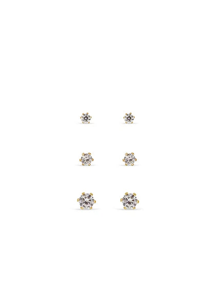 EarSense FA632 Gold Cubic Zirconia Trio 4,5,6mm Studs - Life Pharmacy St Lukes