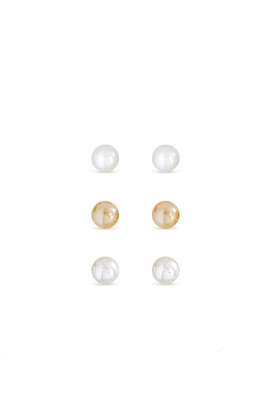 Earsense FC296 Gold, Silver Ball & Pearl Stud Trio - Life Pharmacy St Lukes