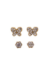Euro 56980 Gold Crystal Flower + Butterfly Double Pack Studs - Life Pharmacy St Lukes