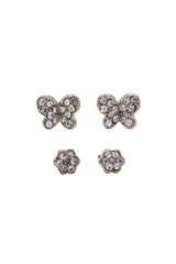 Euro 56981 Silver Crystal Flower + Butterfly Double Pack Studs - Life Pharmacy St Lukes