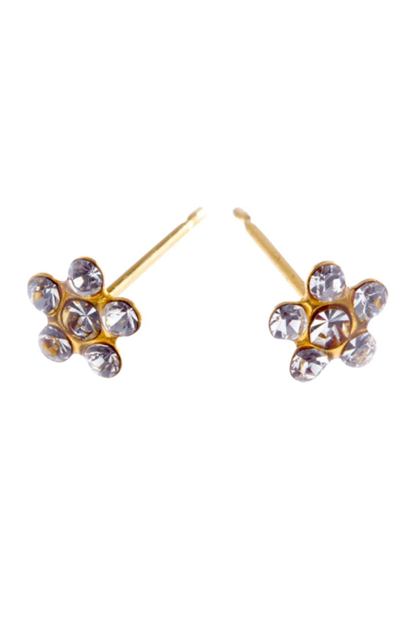 EURO Gold Daisy with Clear Crystals Studs - Life Pharmacy St Lukes