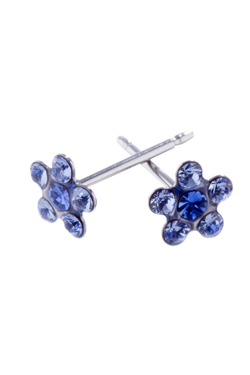 EURO Silver Daisy with Light and Dark Blue Sapphire Crystals Studs - Life Pharmacy St Lukes