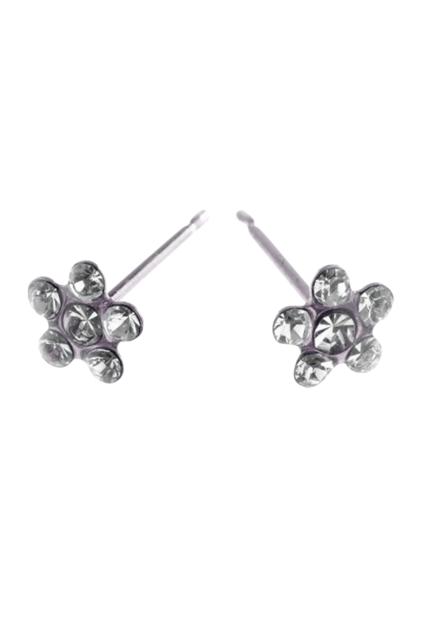 EURO Silver Daisy with Clear Crystals Studs - Life Pharmacy St Lukes