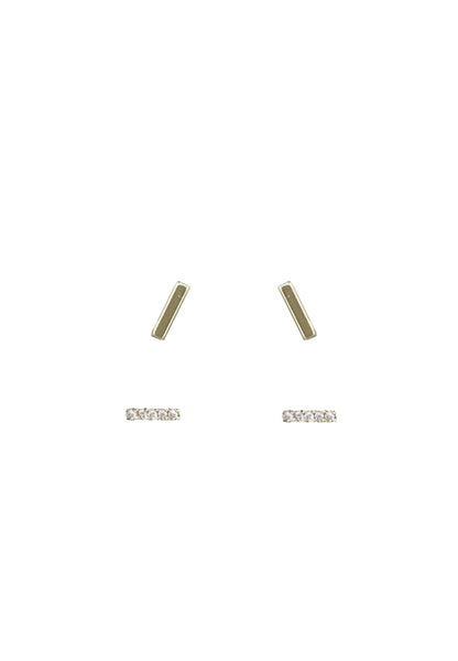 EURO Plain Gold Bar + Cubic Zirconia Bar Studs - Life Pharmacy St Lukes