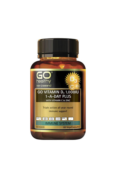 GO HEALTHY Vitamin D3 1000IU+ Vitamin C & Zinc 60 Capsules - Life Pharmacy St Lukes