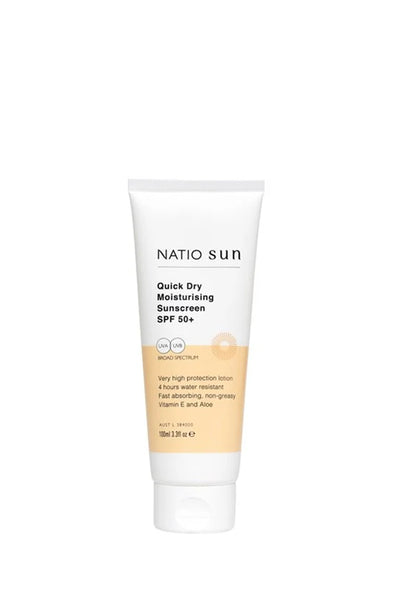 NATIO Quick Dry Moisturising Sunscreen SPF 50+ 100ml - Life Pharmacy St Lukes