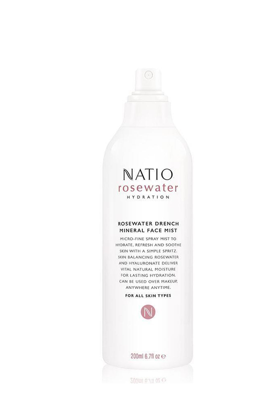 NATIO Rosewater Hydration Drench Mineral Face Mist 200ml - Life Pharmacy St Lukes