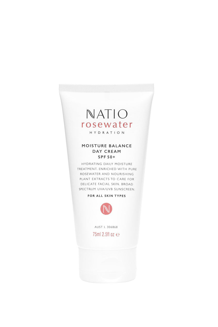 NATIO Rosewater Hydration Moisture Balance Day Cream SPF 50+75ml - Life Pharmacy St Lukes