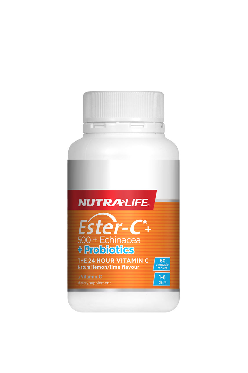 NUTRALIFE  Ester-C®+ 500 + Echinacea + Probiotics Chewables 60 Tablets - Life Pharmacy St Lukes
