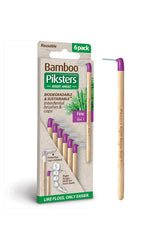 PIKSTERS Bamboo interdental Brush Right Angle Purple Size 1 - 6 Pack - Life Pharmacy St Lukes