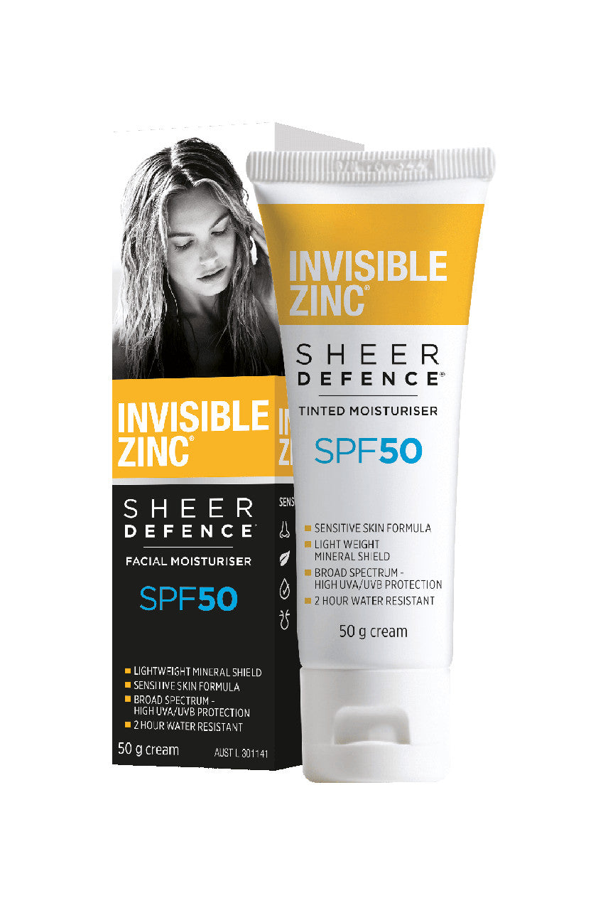 INVISIBLE ZINC Sheer Defence Facial Moisturiser SPF50 50g - Life Pharmacy St Lukes