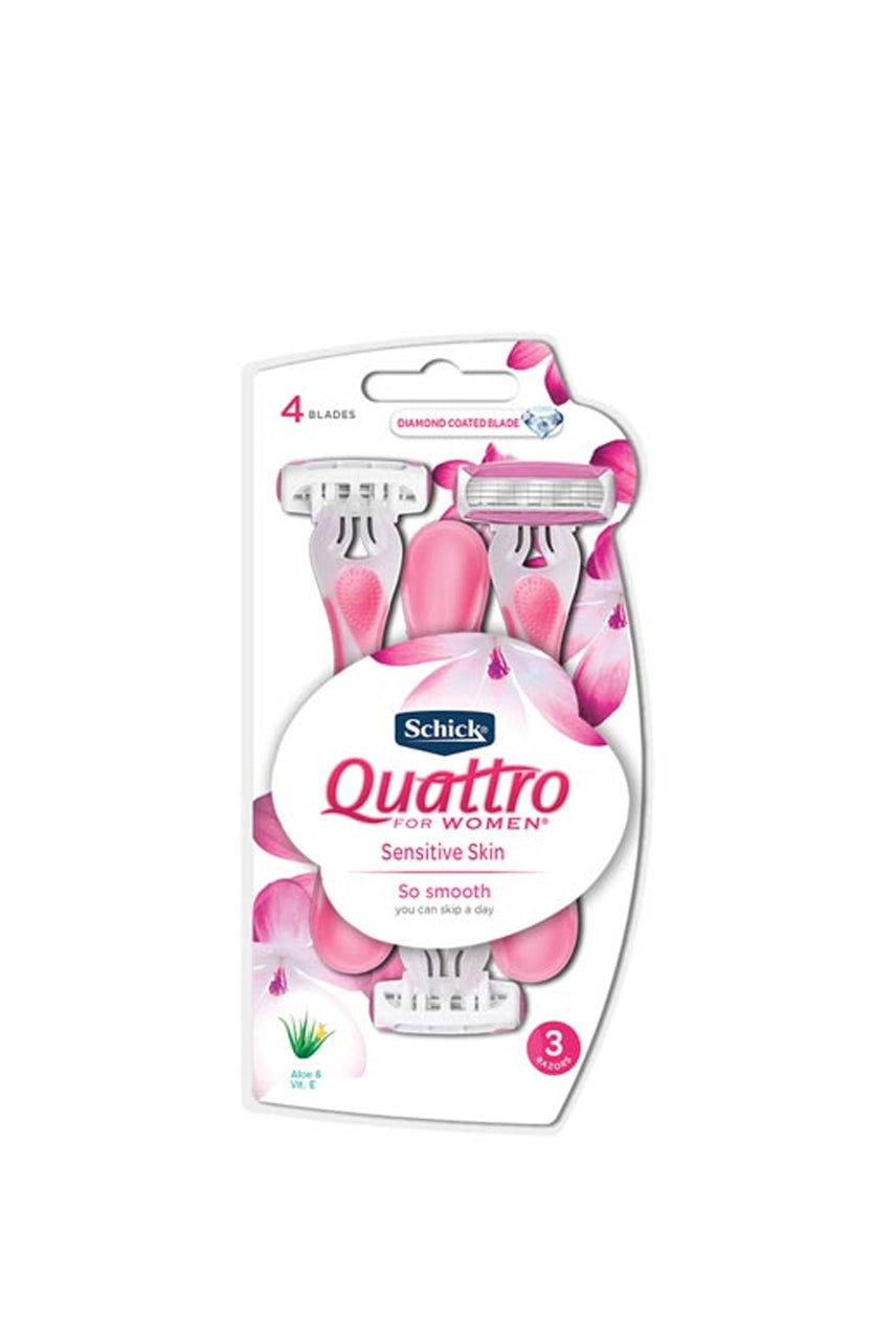 SCHICK Quattro For Women Disposable Shavers Aloe & Vitamin E - Life Pharmacy St Lukes