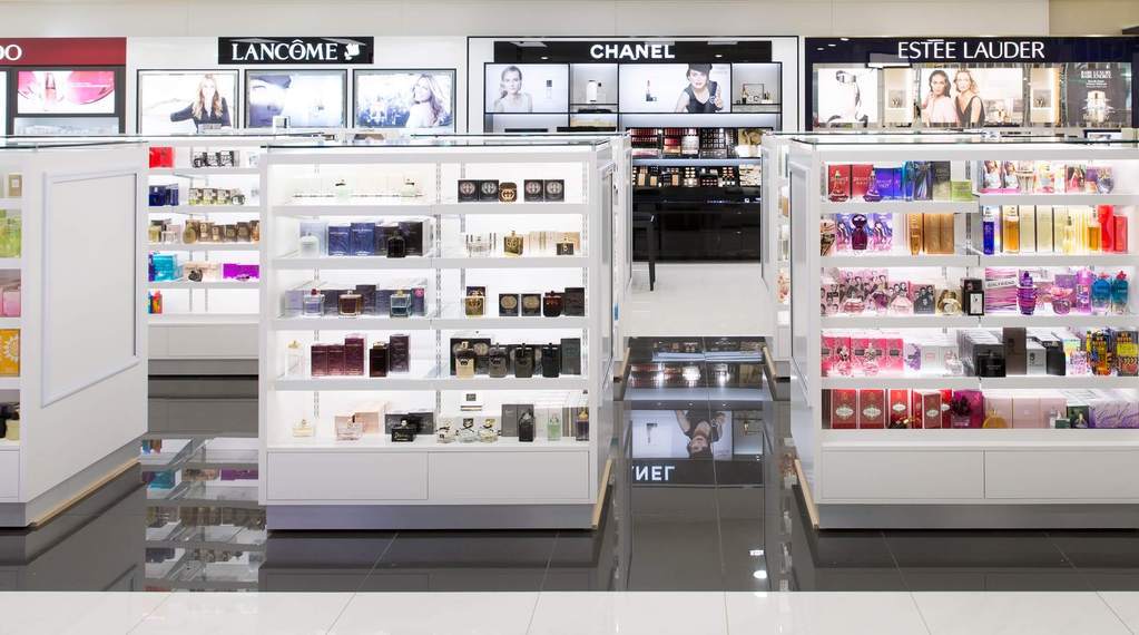The beauty hall, with Lancome, Chanel and Estee Lauder counters